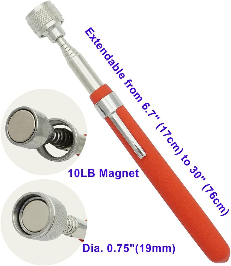 VASTOOLS Telescopic Magnetic Pickup Tool Set, 10LB Magnet Stick, 2LB Extendable Magnetic Pickup Tool for Car,Household,Office,Industry and Garage - Image 4